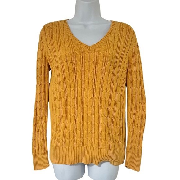 St. John’s Bay Women’s V-Neck Long Sleeve Pullover Sweater | Goldrod | Small - Picture 5 of 6